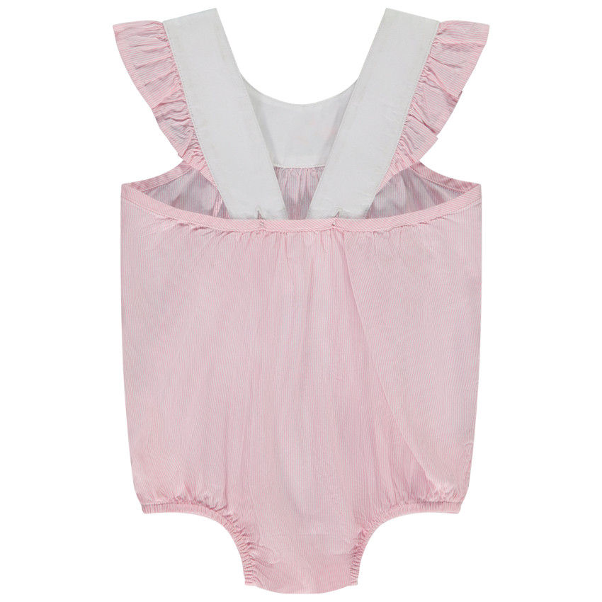 Ranita rayada con tirantes con volantes para bebé niña 