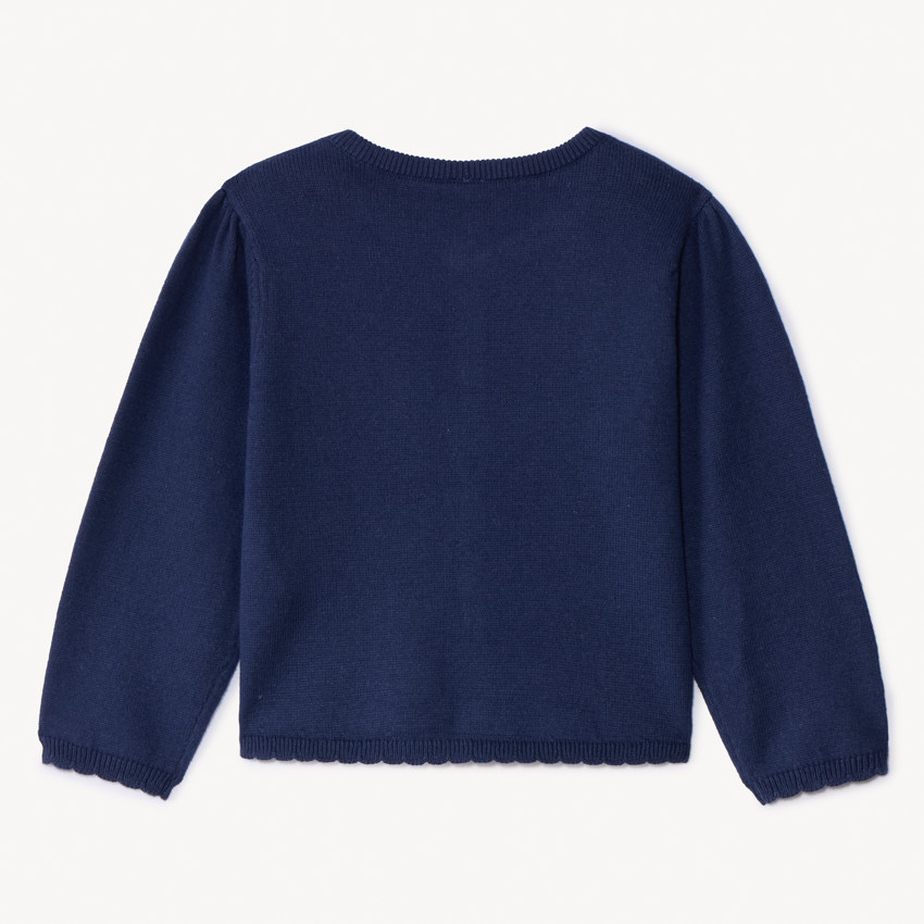 Chaqueta de punto lisa con acabado festoneado para bebé niña 