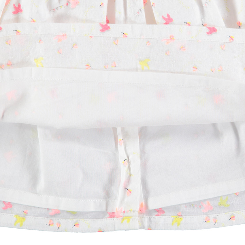 Vestido sin mangas con estampado all over y pájaro bordado en la parte delantera 