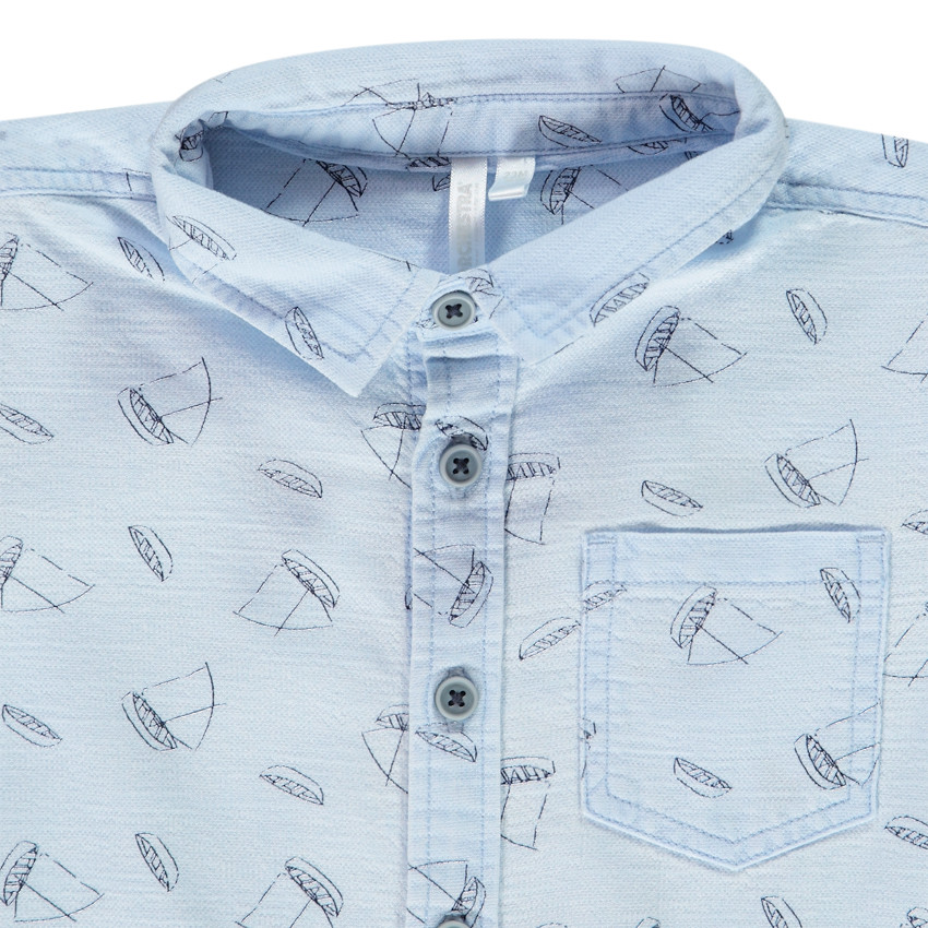 Ensemble chemise imprimé bateaux et bermuda en toile pour bébé garçon 