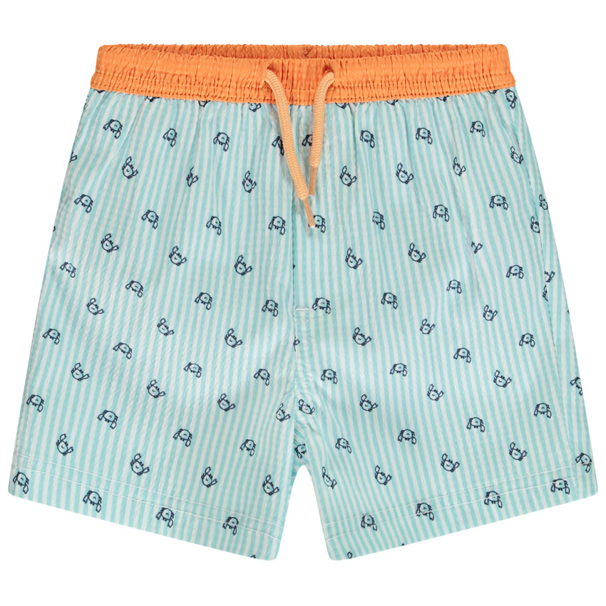 Short de baño en seersucker con estampado fantasía para bebé niño 
