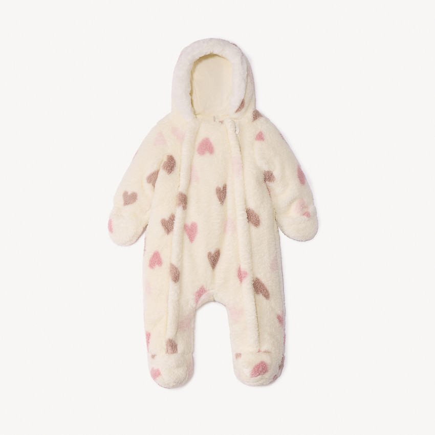 Combi-pilote sherpa imprimé cœurs pour bébé fille avec finitions différentes selon l'âge 