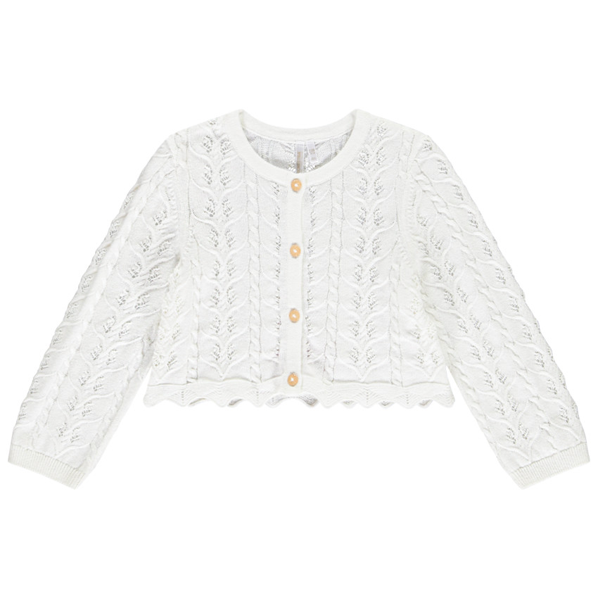 Chaleco corto de punto calado para bebé niña 