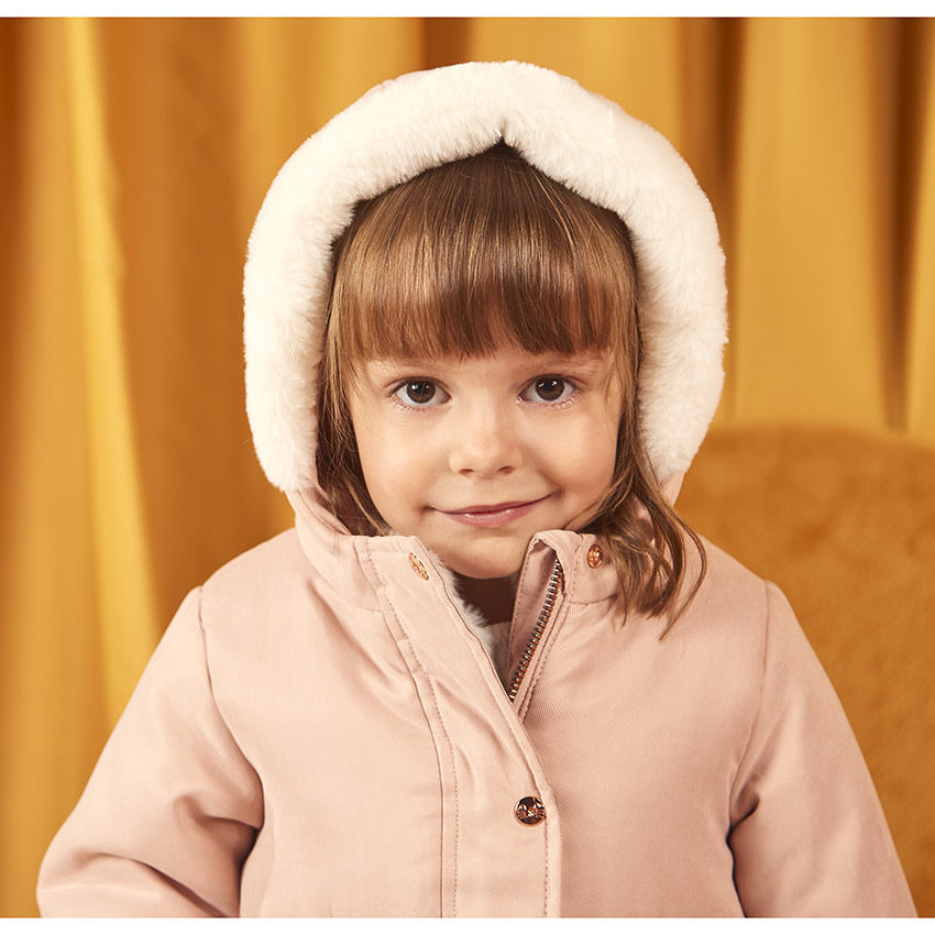 Parka 2 en 1 con forro de piel sintética para bebé niña 