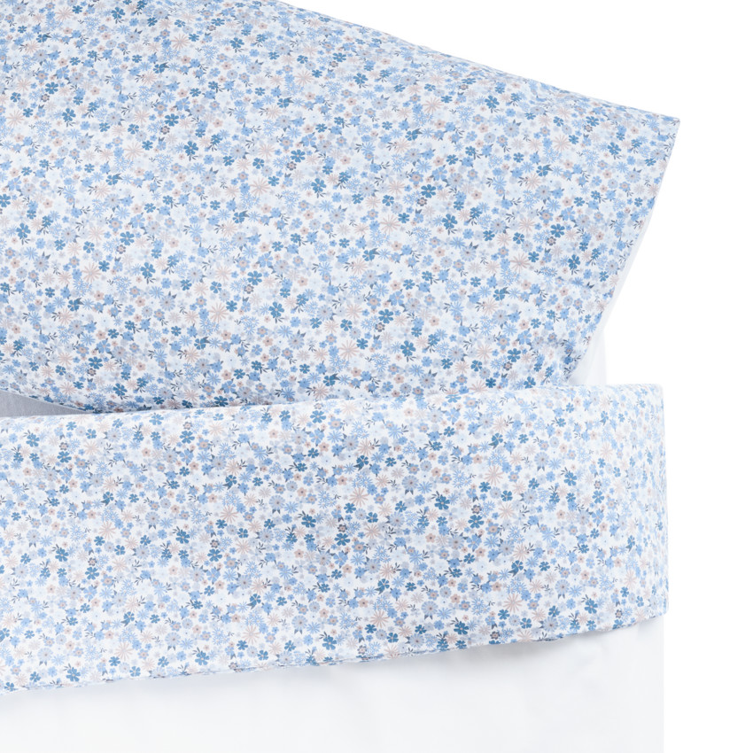 Conjunto de cama con funda nórdica de 100 x 140 cm + funda de almohada de 60 x 40 cm - Flores pequeñas 