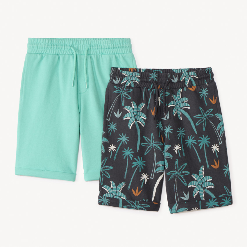 Lote de 2 bermudas de felpa con estampado para niño 