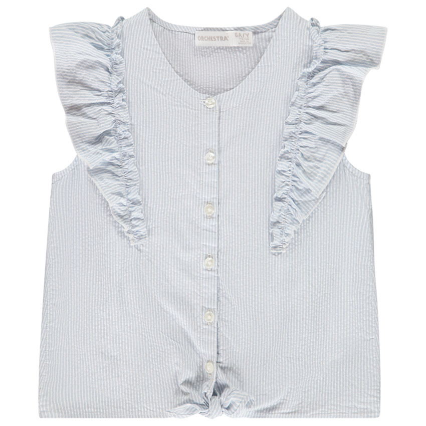 Blusa a rayas con grandes volantes para niña 