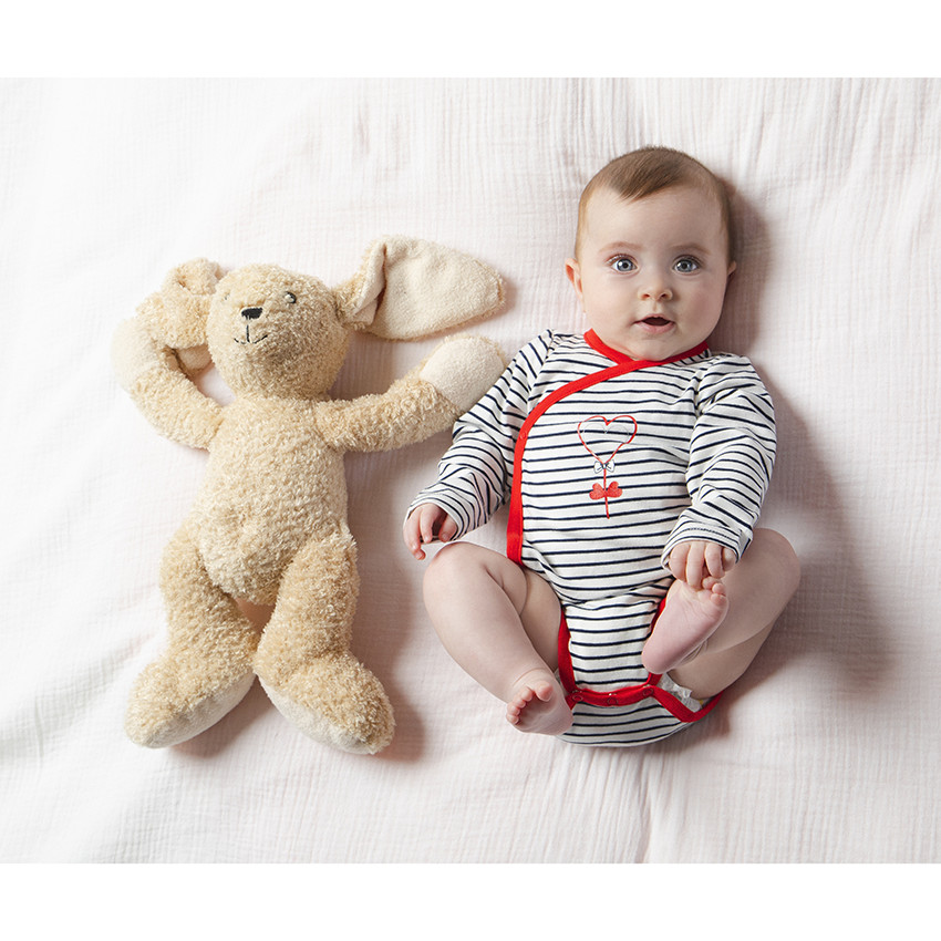 Pack de 7 bodies de manga larga de algodón orgánico con corazones estampados 