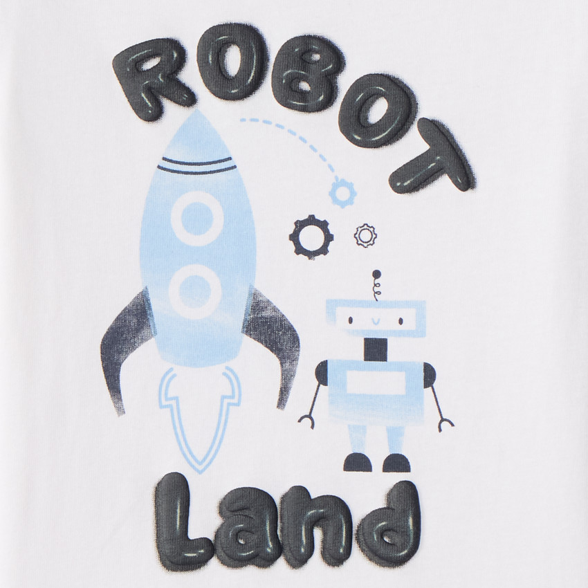 Camiseta de manga corta con estampado de robot y cohete para bebé niño 