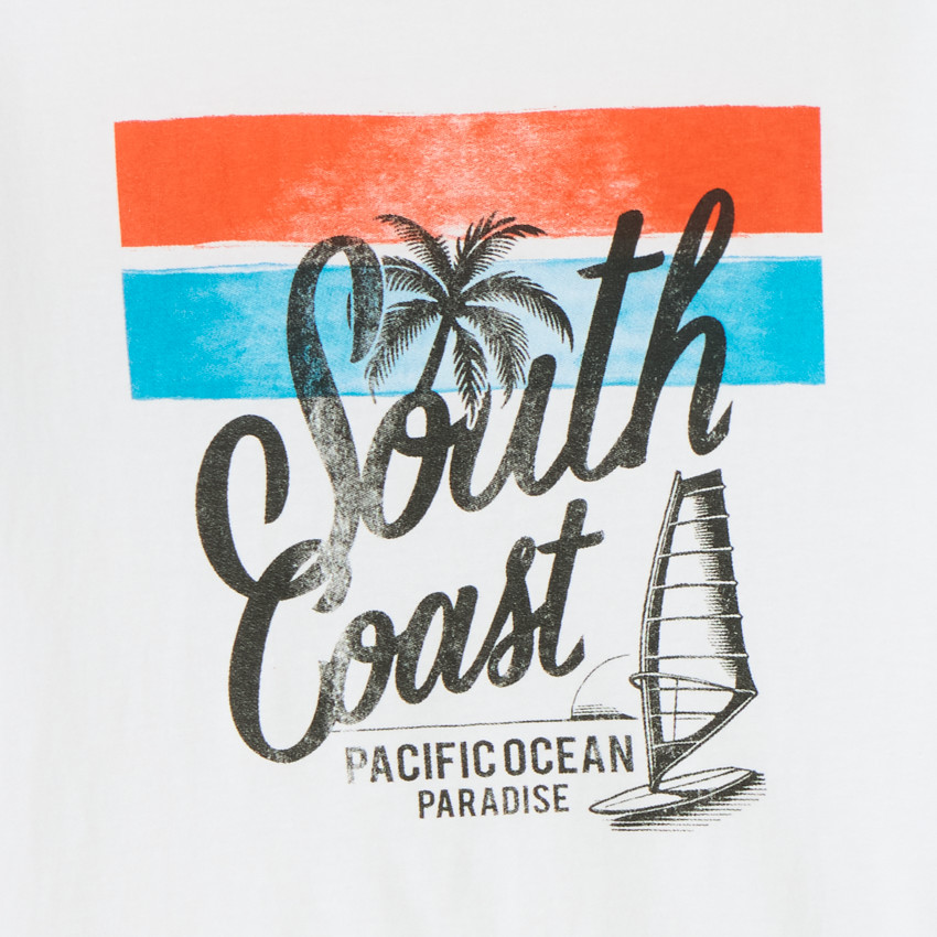 Camiseta de manga corta unicolor con estampado divertido para niño 