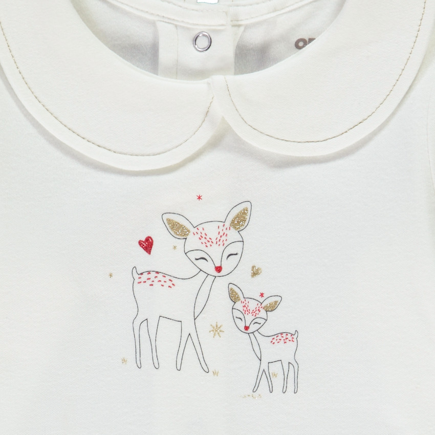 Body de manga larga de punto con cuello claudine y estampado de ciervos para bebé niña Main Body de manga larga de punto con cuello claudine y estampado de ciervos para bebé niña