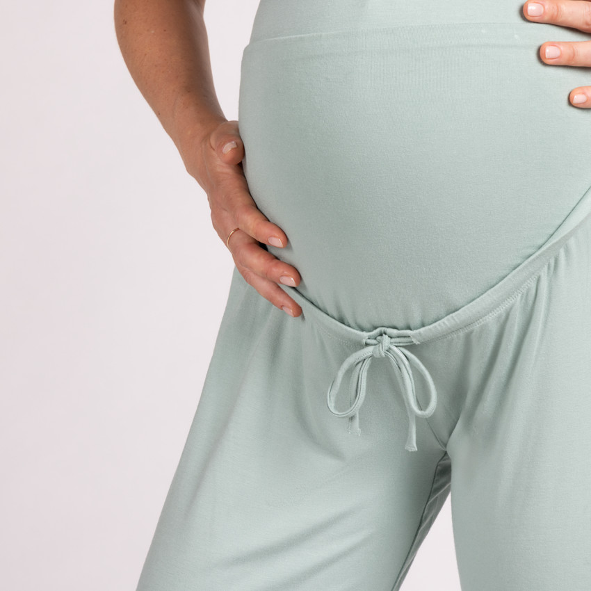 Pantalón de pijama de embarazo liso con banda alta 