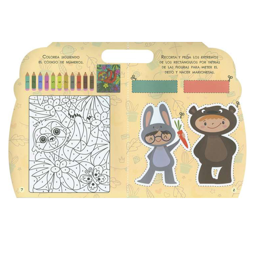 Libro de actividades Animales con 500 pegatinas y lápices de colores +5años 