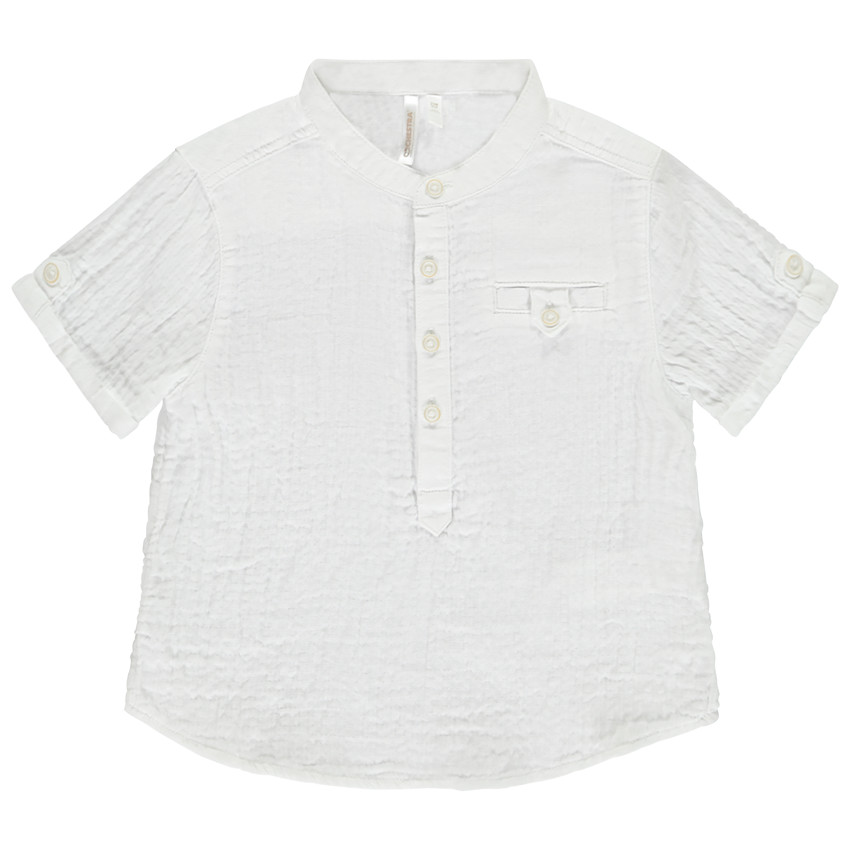 Chemise de manga corta con cuello tunecino para bebé niño 