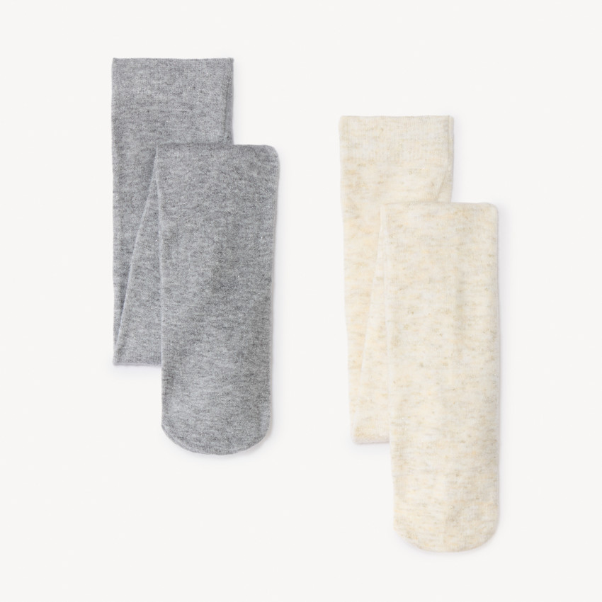 Lot de 2 paires de collants unis et épais pour bébé fille  