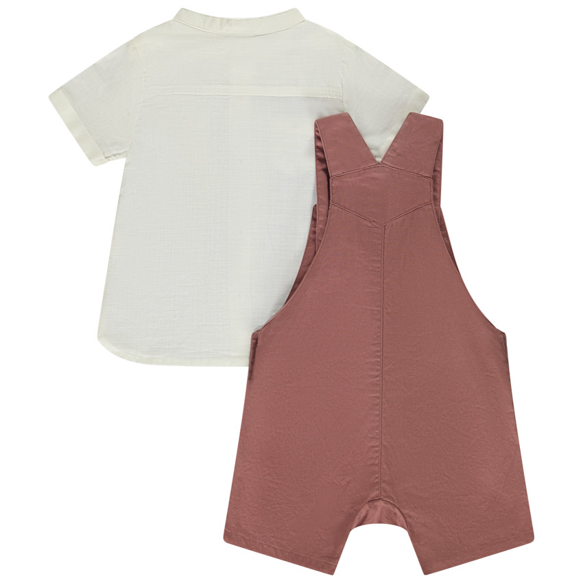Ensemble 2 pièces salopette + chemise col mao pour bébé garçon 