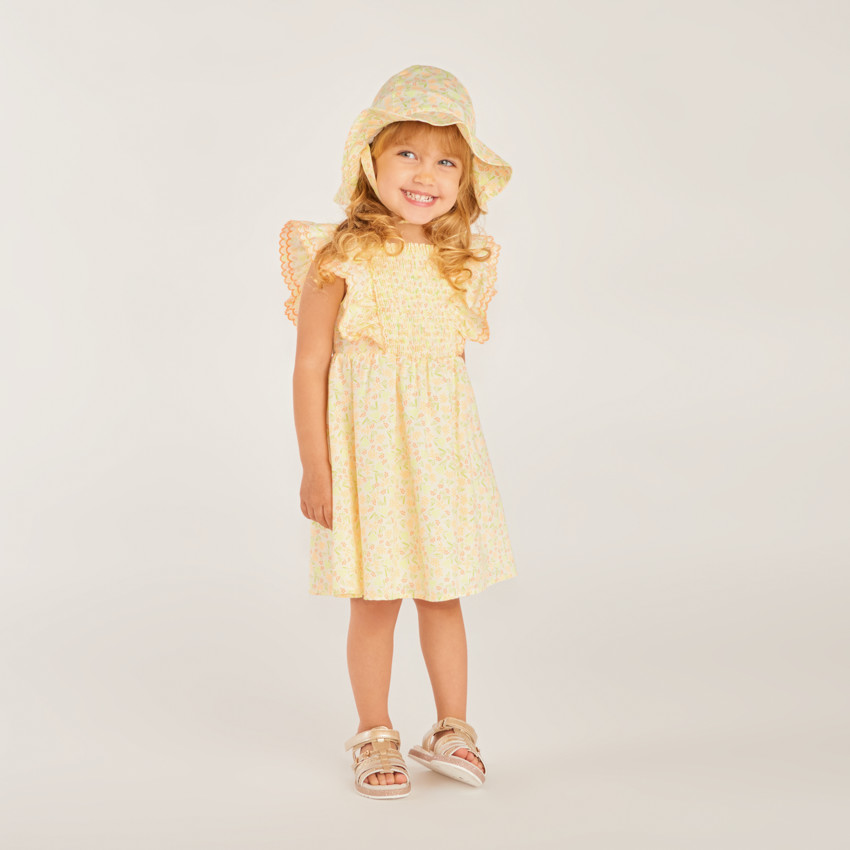 Conjunto de 2 piezas vestido + gorro de flor para bebé niña 