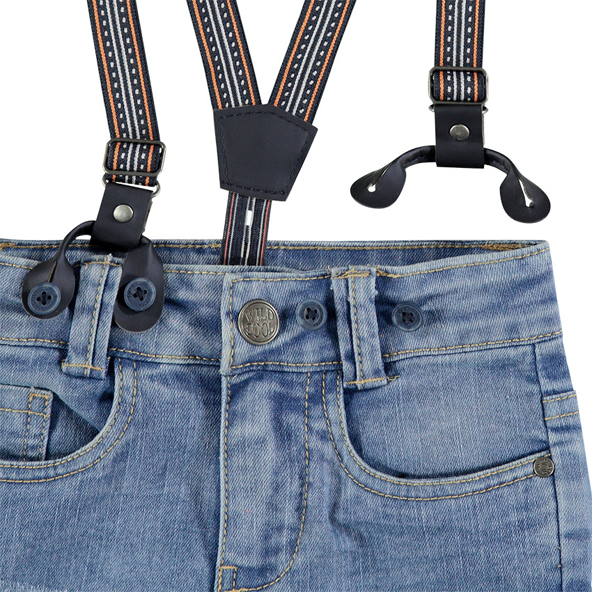 Bermudas vaqueras con efecto desgastado con bolsillos y tirantes desmontables 