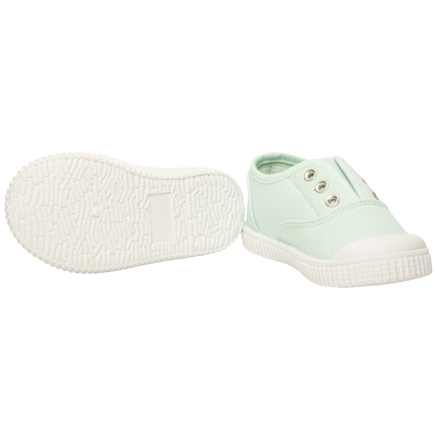 Zapatillas bajas de lona con lengüeta elástica para bebé niña 