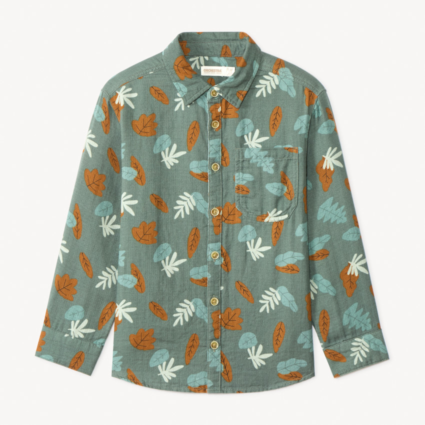 Chemise manches longues imprimé feuillage pour garçon 
