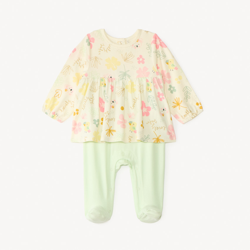 Pijama 2 en 1 con efecto de túnica, estampado de fantasia de koala para niña. 