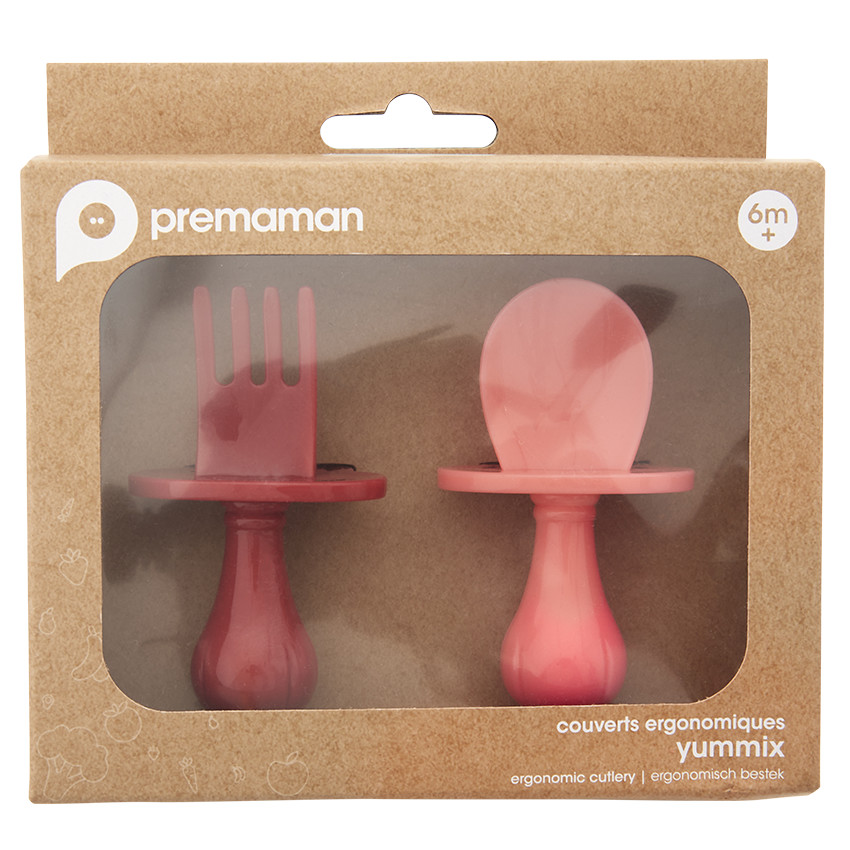 Lote de 2 cubiertos ergonómicos Montessori Yummix - Rosa 