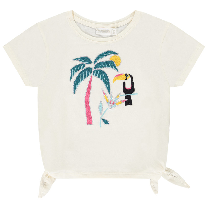 Camiseta de manga corta con bordado de tucán y lazos para niña  Additional Camiseta de manga corta con bordado de tucán y lazos para niña