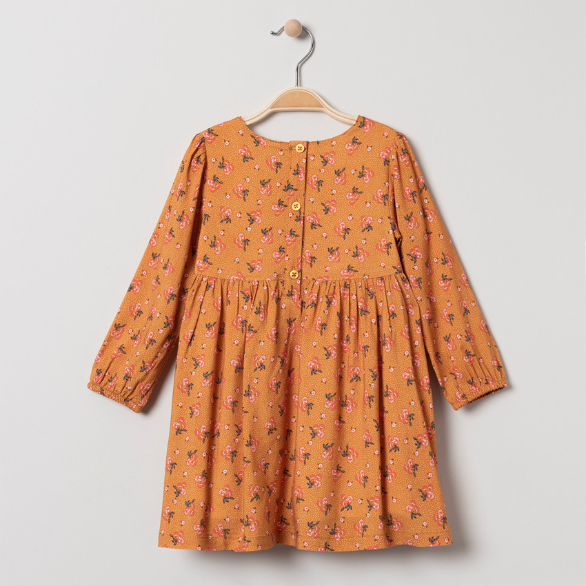 Vestido manga larga con flores all-over 