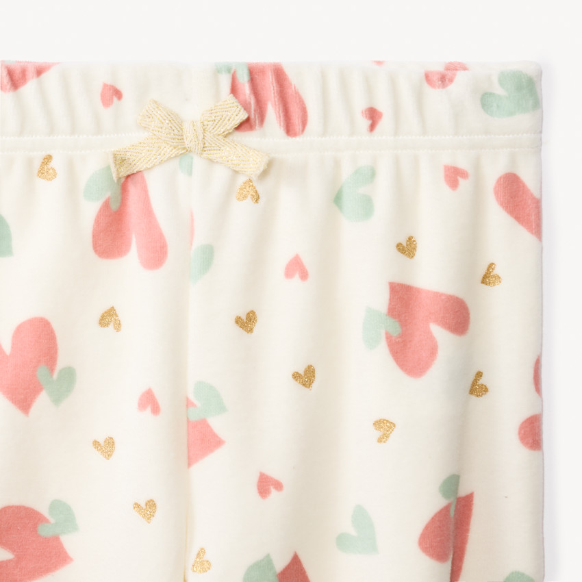 Conjunto de pijama de 2 piezas en terciopelo con corazones fantasía niña 