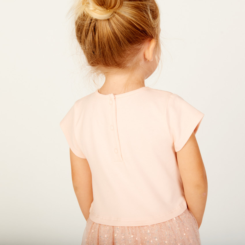 Rocco de fiesta de manga corta efecto 2 en 1 para bebé niña 