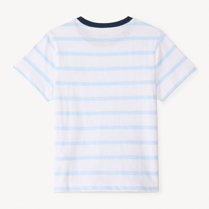 Camiseta de algodón de rayas horizontales de manga corta para niño 