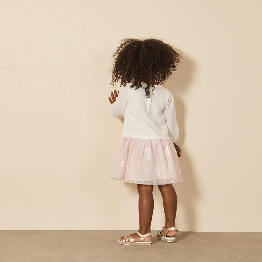 Conjunto de 2 piezas vestido de manga larga + diadema para bebé niña 