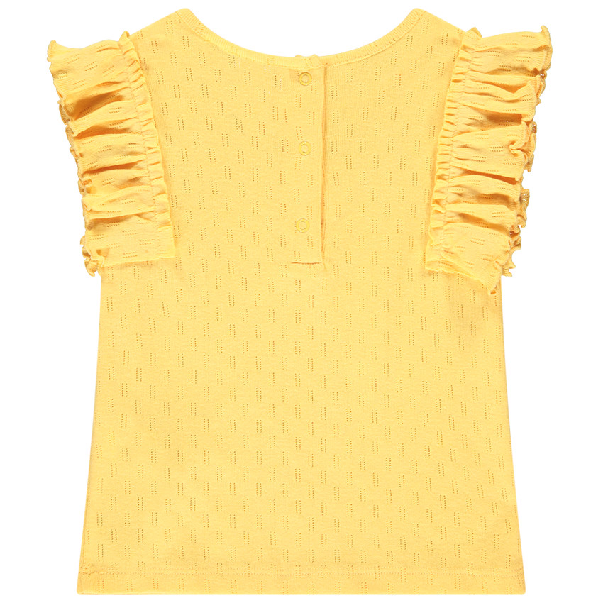 Camiseta de manga corta de punto calado para bebé niña 