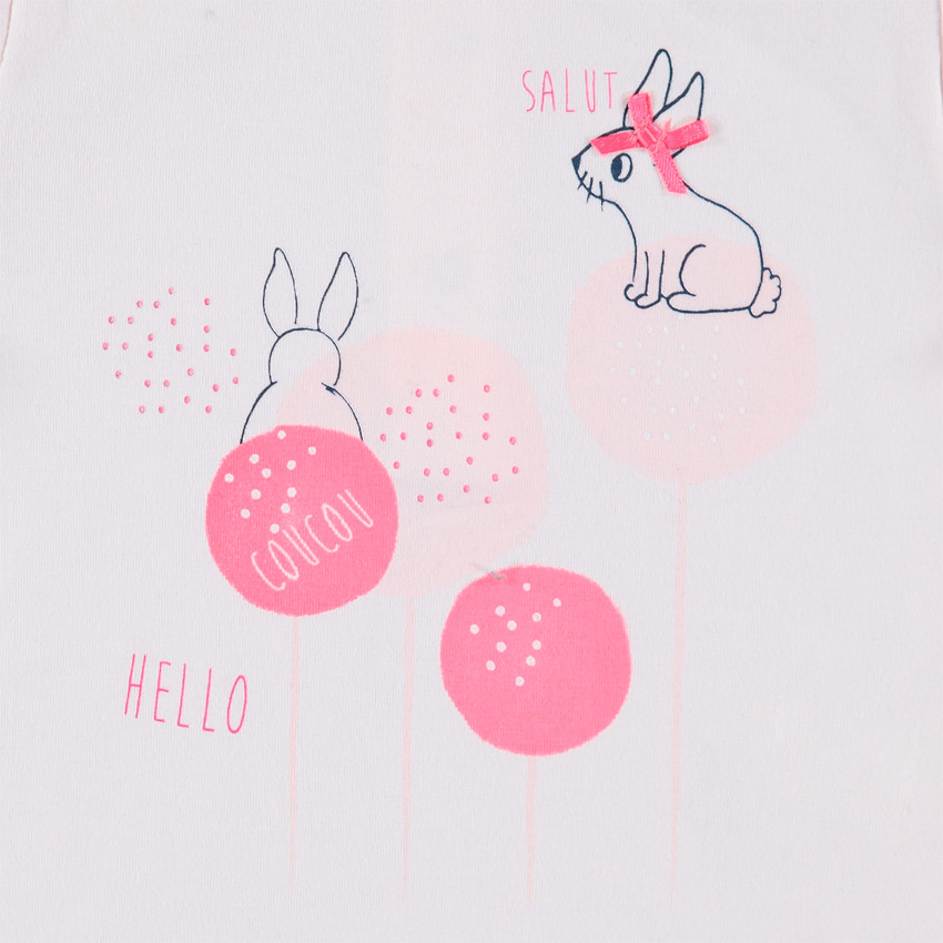 Chándal de 3 piezas de algodón ecológico con corazones y conejos estampados 