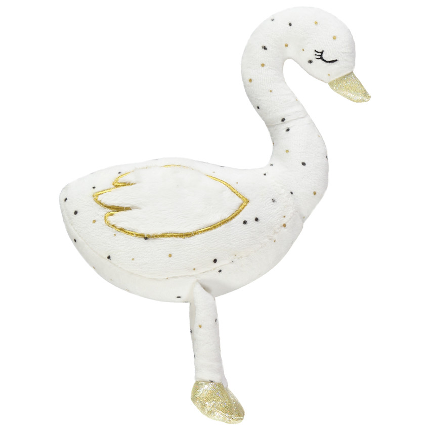 Peluche cisne impreso de lunares y dorado para niña bebé 