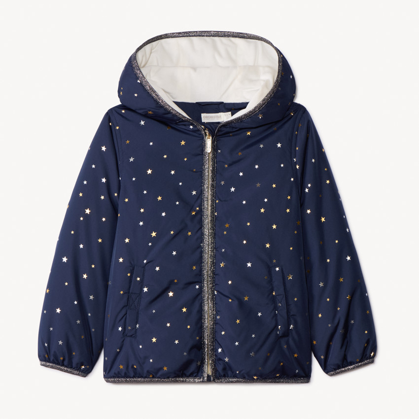 Cortavientos acolchado con estampado de estrellas para niña 