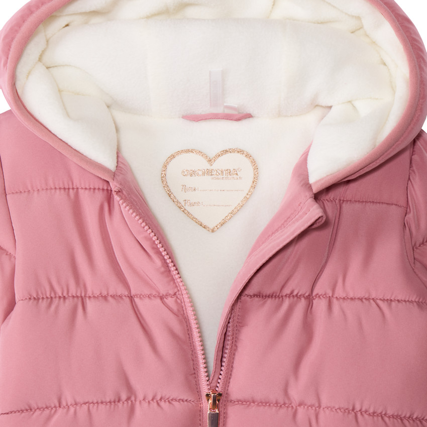 Plumífero con forro interior micropolar para bebé niña 