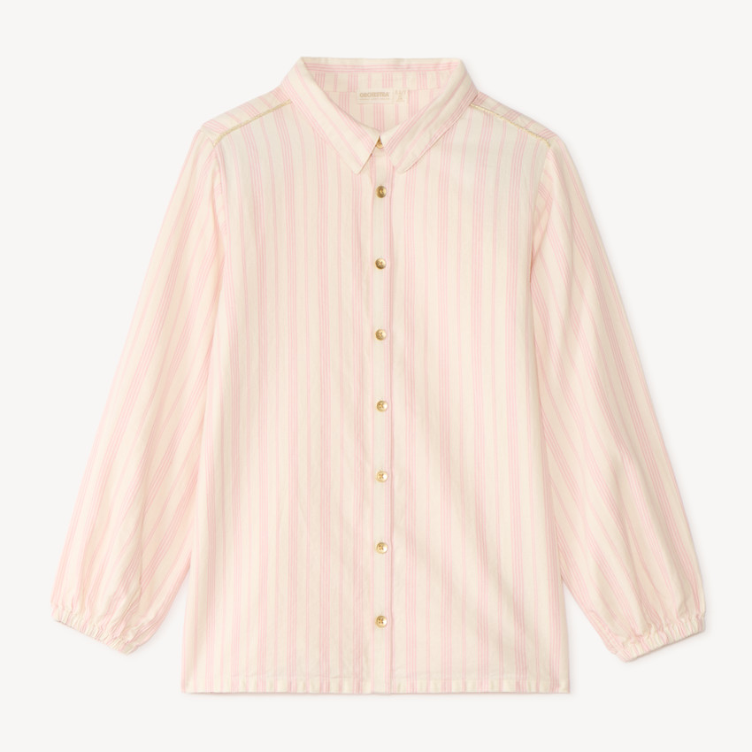 Camisa de niña de manga larga a rayas verticales 