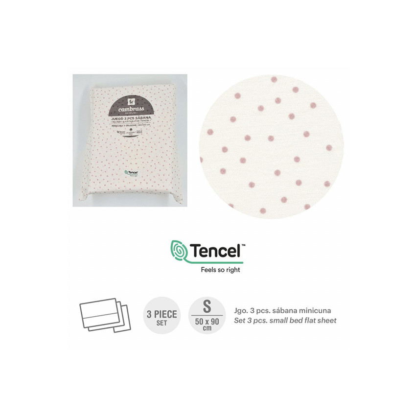 Juego de sábanas para minicuna de 50x90 3 piezas Flor Rosa 