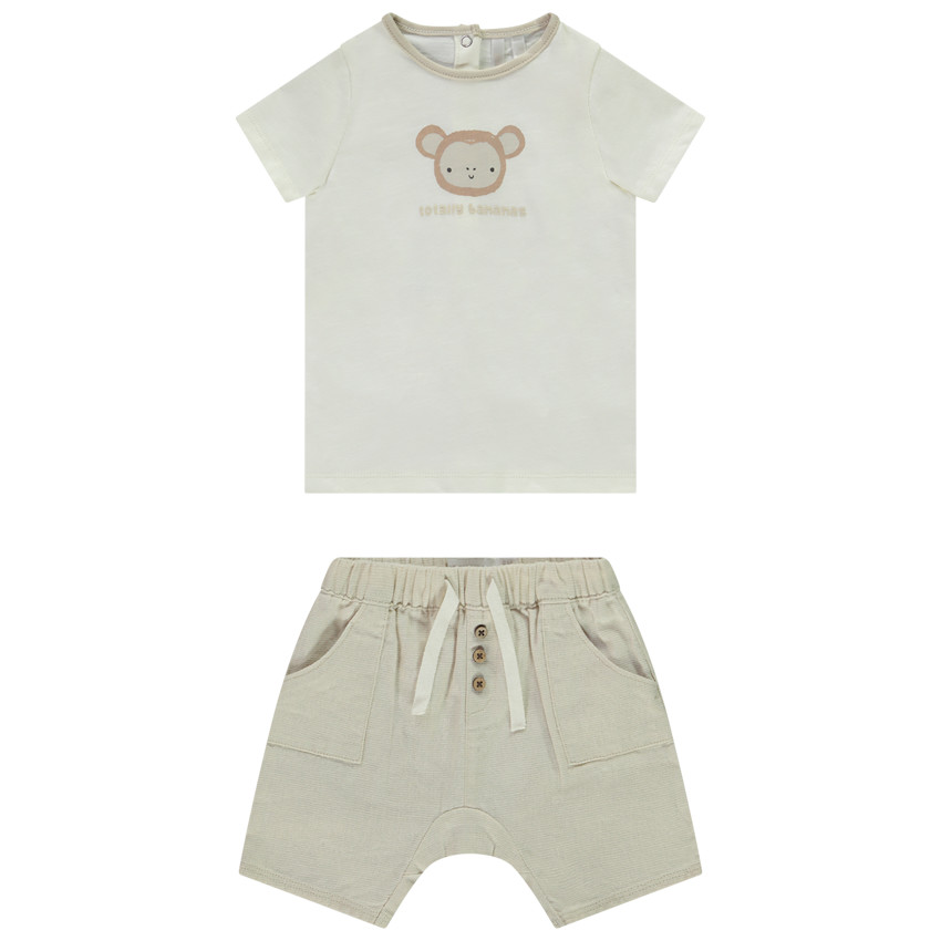 Conjunto de short y camiseta de manga corta con estampado fantasía para bebé niño 