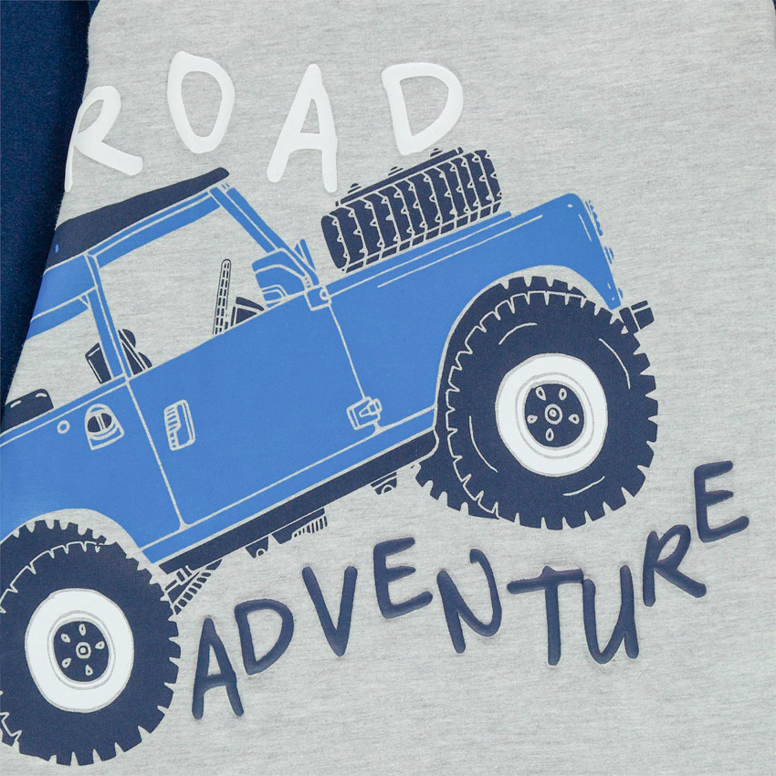 Pelele de algodón orgánico con estampado 4x4 y rayas 