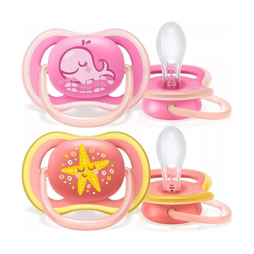 Lot de 2 sucettes silicone Ultra Air 6-18M étoile/baleine 