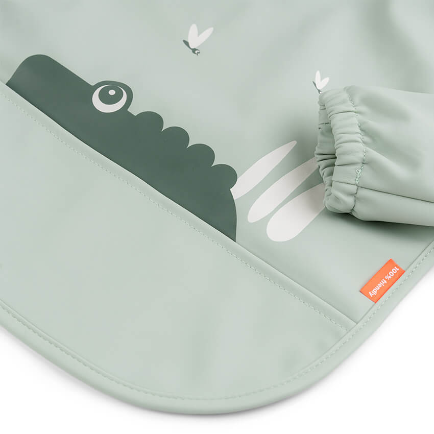 Bavoir tablier à manches longues - Crocodile Vert 