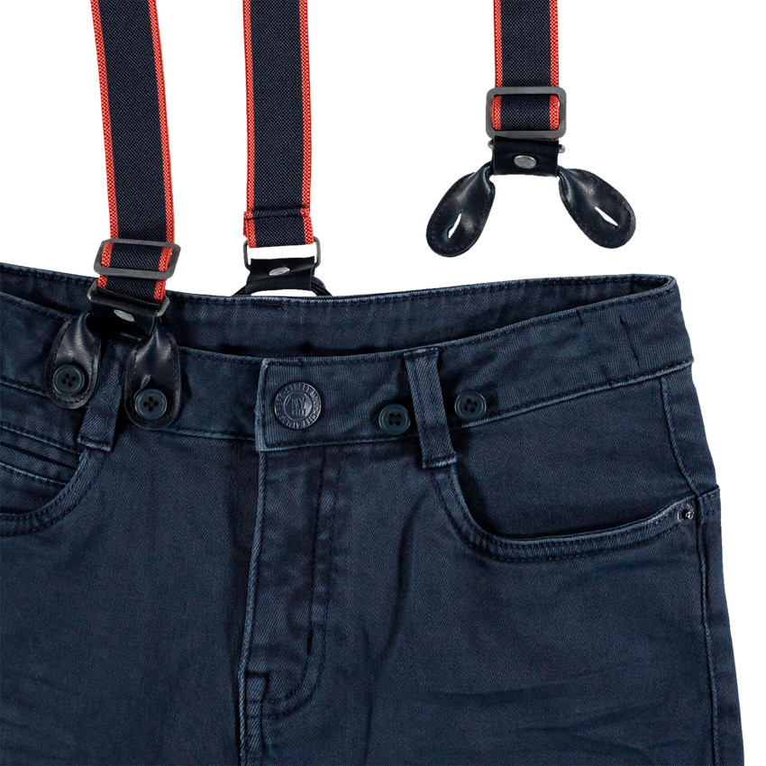 Júnior - Vaqueros efecto desgastado con tirantes elásticos desmontables 