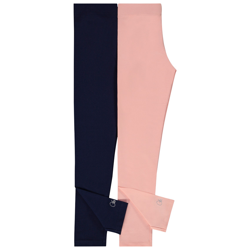 Pack de 2 leggings lisos con estampado de foil para niña 