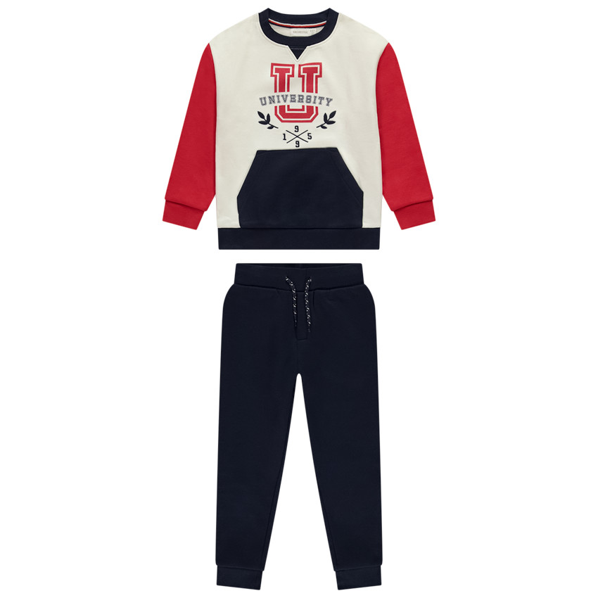 Conjunto de jogging de felpa efecto color block para niño 