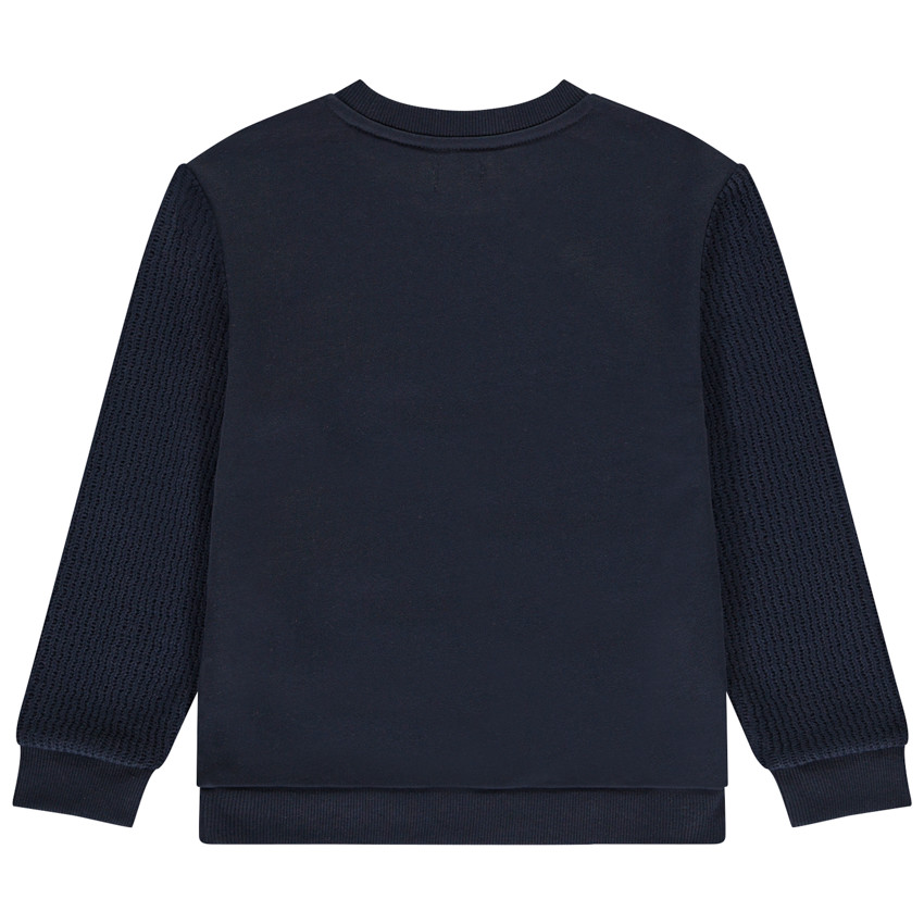 Sudadera bicolor con texto en relieve para niño 