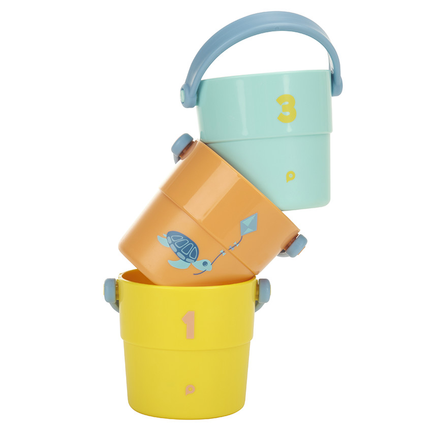 Lote de 3 cubos de baño perforados apilables 