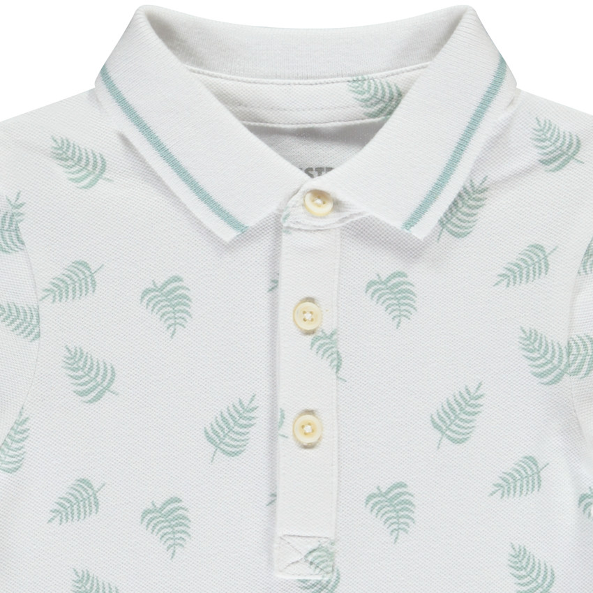 Polo de manga larga estampado de hojas para bebé niño 