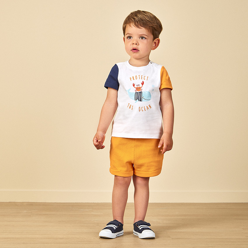 Conjunto 2 piezas efecto color block para bebé niño 